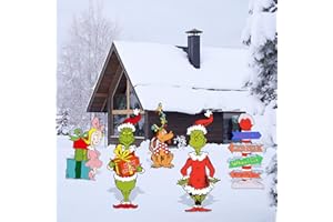 BATERZO 5 Pcs Christmas Yard Sign Outdoor Decorations, Xmas Holiday Yard Signs with Stakes, Christmas Outdoor Decor Party Supplies for Garden Lawn Patio (5 Pcs)