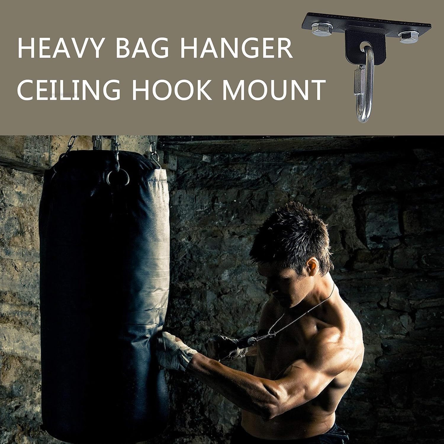Black Qualward Heavy Bag Hanger Punch Bag Wall Ceiling Mount Hook Heavy
