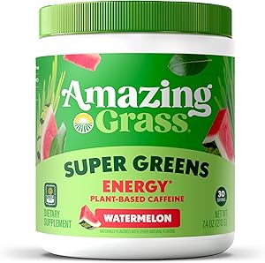 Amazing Grass Greens Blend Energy: Smoothie Mix, Super Greens Powder & Plant Based Caffeine with Matcha Green Tea & Beet Root