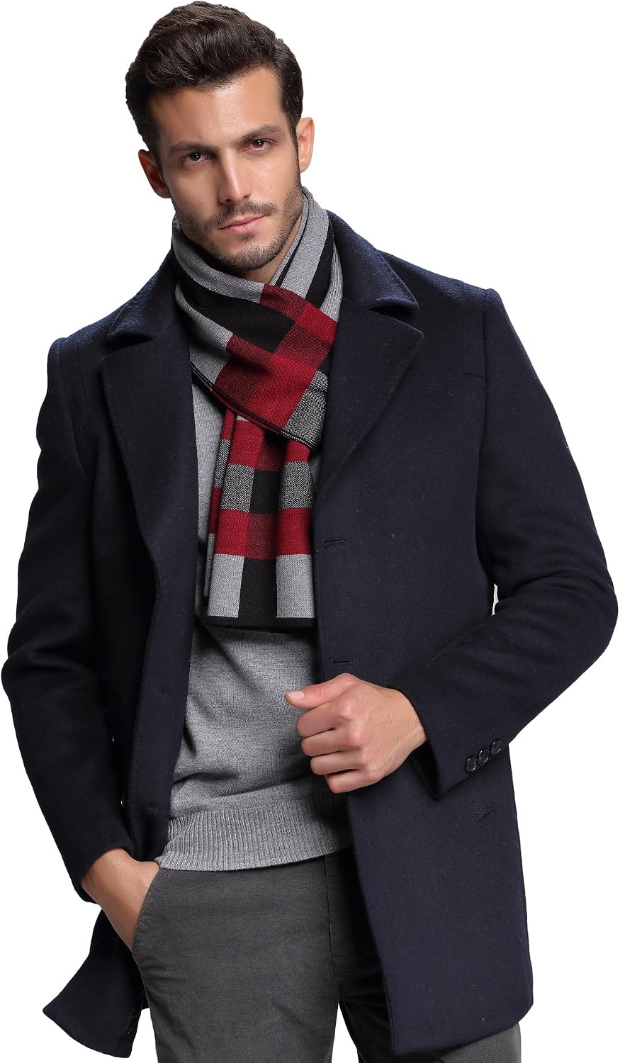 RIONA Men's Winter Scarf - 30% Australian Merino Wool, Soft Knitted Cashmere Feel (70.8" X 11.8") - View #10