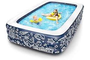 Galvanox Inflatable Pool, XL above Ground Swimming Pool for Kiddie/Kids/Adults/Family, Dark Blue (Large 10'x6' Ft / 22" Inches Deep)