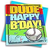 Play Strong DUDE BASEBALL Happy Birthday Sports Powercard 1-Pack (5x7) Sports Birthday Cards Greeting Cards Awesome for Baseball Players, Coaches and Fans!