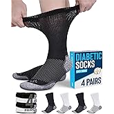 Doctor's Select Grey Heel/Toe 2 Black / 2 White Diabetic Socks for People with Diabetes - 4 Pairs, Ankle-High, Unisex