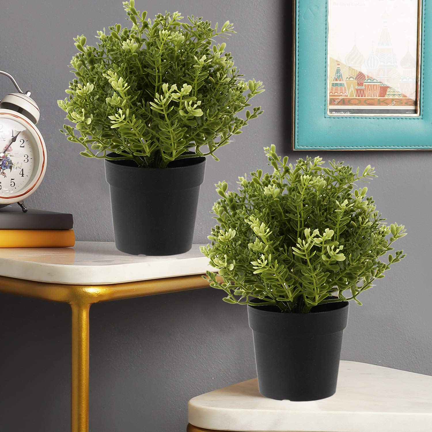 Kuber Industries Artificial Plants with Pot (Green, 2 Pcs) Amazon.in Home & Kitchen