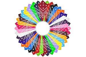 KUUQA Cowboy Bandana Paisley Bandanas Paisley Print Head Wrap Scarf (36 Pack)
