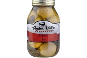 Amish Valley Products Jalapeno Eggs Quart Glass Jar (2 QT Jars - 32 OZ)