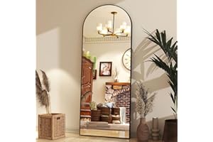 EASLY 65"x24" Arch Floor Mirror, Full-Length Wall Mirror with Stand - Black, Aluminum Alloy Frame, Ideal for Bathroom, Dressing Room - Hanging or Leaning Arched-Top Design - Full Body Mirror for Bedroom