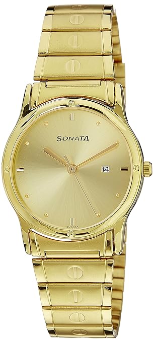 Analog Champagne Dial Mens Watch -NK7023YM06