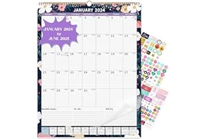 EYROZILL 2024 Wall Calendar (17"x22") with Lines, Monthly Calendar from Jan 2024 to Jun 2025, Vertical Large Monthly Family Calendar 2024 for Wall, Calendario 2024