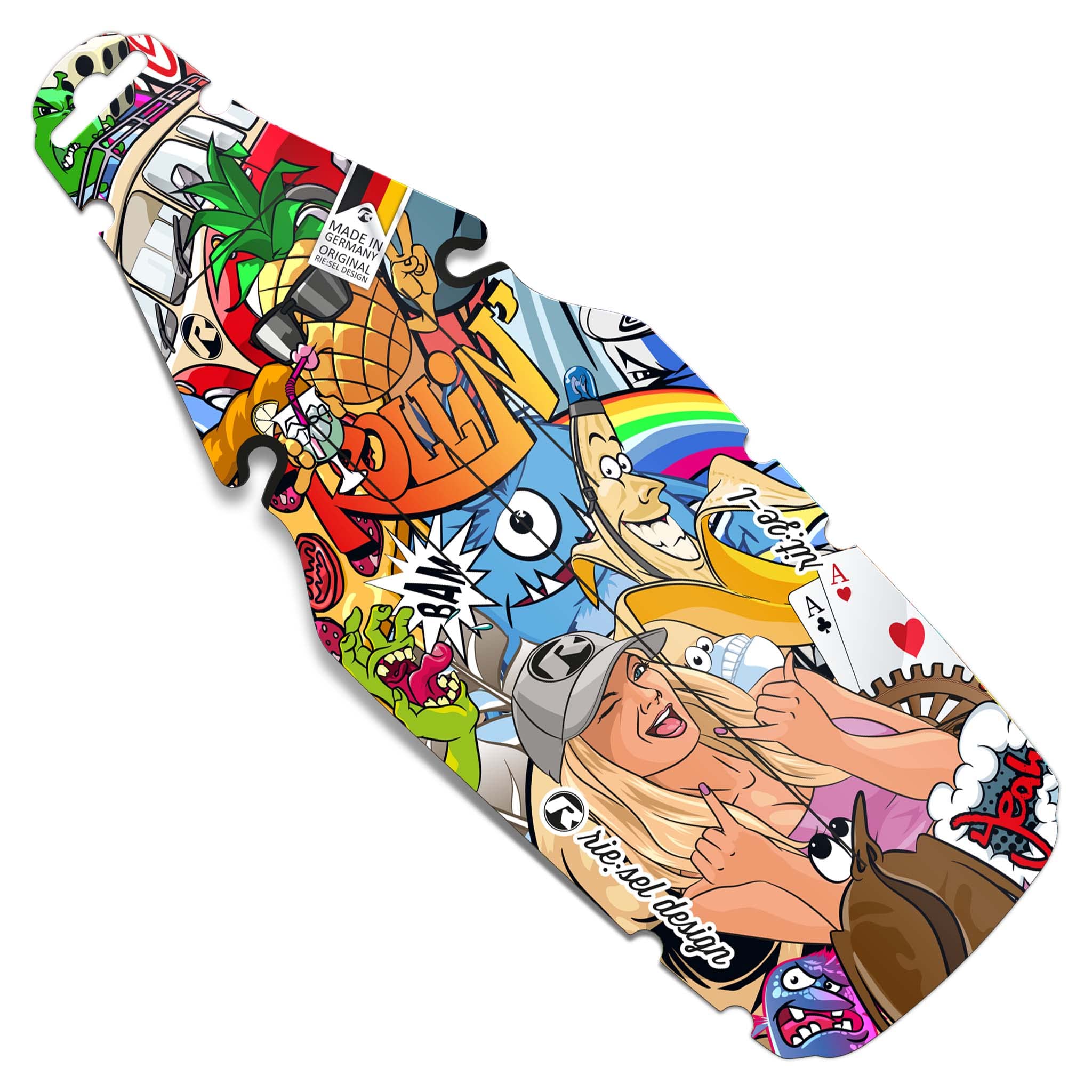 Riesel Design® Rit:ZE L- Rear mudguard Plus for the saddle, mounting on the saddle rails, easy to install, made in Germany - Stickerbomb eyecatcher