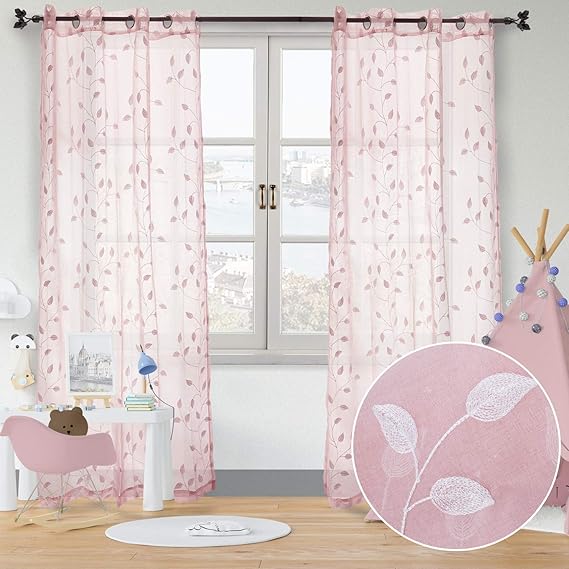 Amazon.de: softan Voile Vorhänge Lichtdurchlässig mit Ösen Blumenblatt