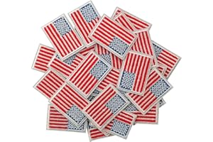 TACVEL 30Pcs Small American Flag Patches Patriotic Embroidered Iron-On US Flag Patch Appliques, Iron on or Sew on for Uniforms, Hats, Backpacks, Jackets, Pants, DIY Accessories-Red&White