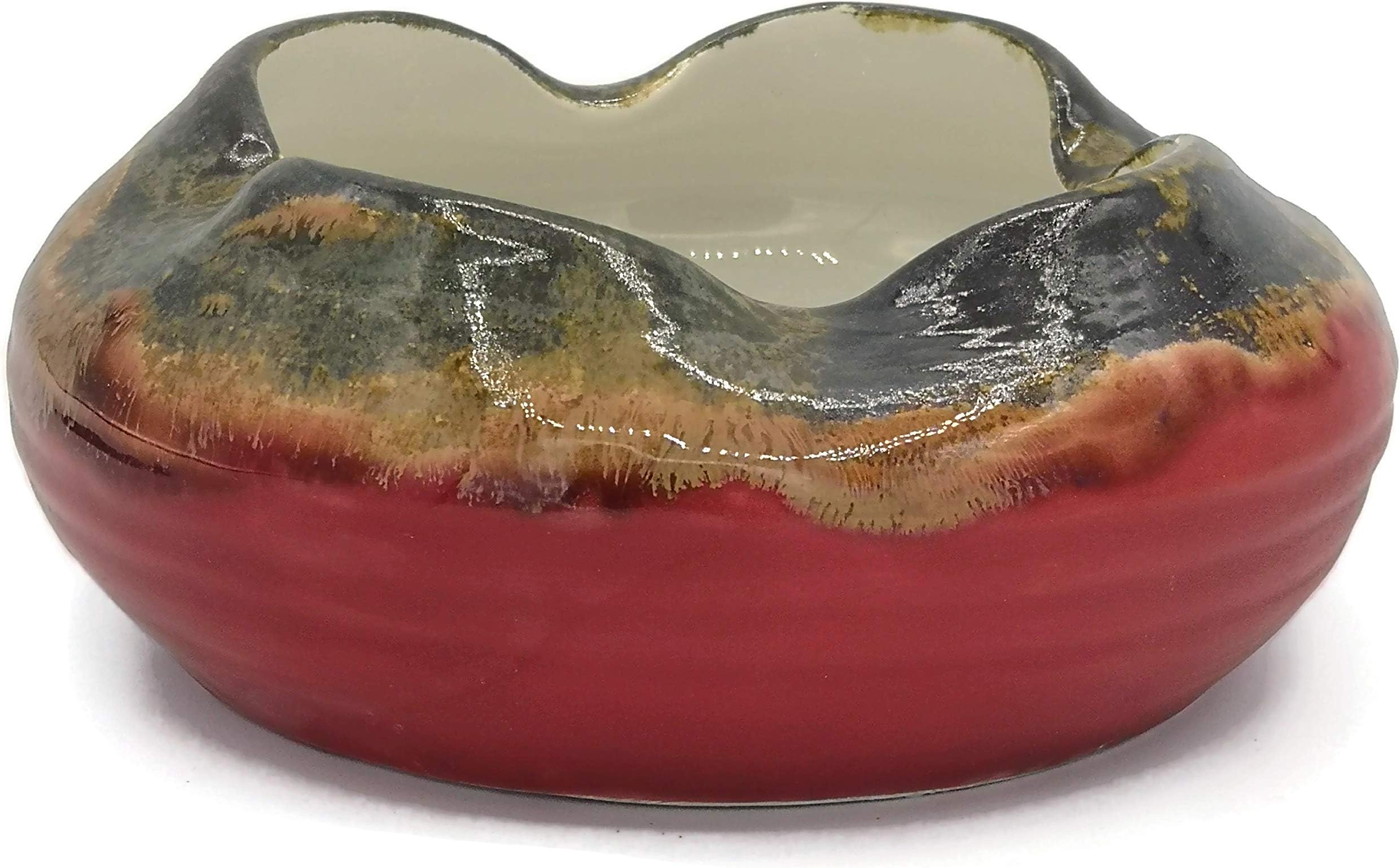 Hand Thrown Ashtray Red and Brown
