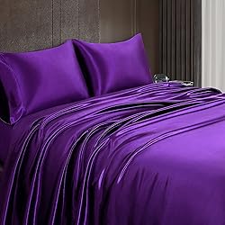 Homiest 4pcs Satin Sheets Set Luxury Silky Satin