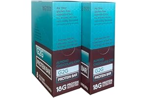 G2G Protein Bar, Almond Chocolate Chip, Real Food Ingredients, Refrigerated for Freshness, Healthy Snack, Delicious Meal Replacement, Gluten-Free, 16 Count (2 Packs of 8)
