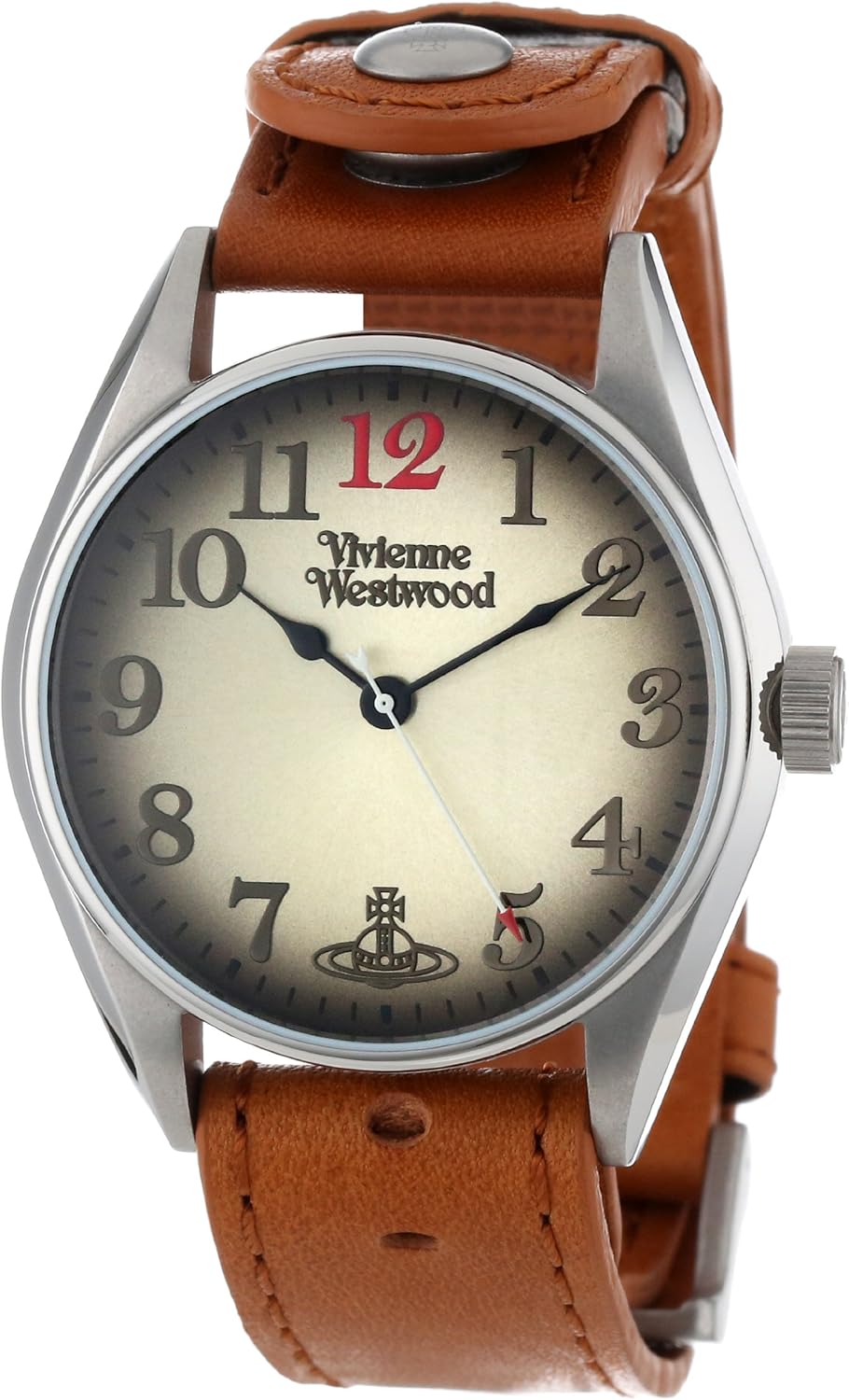 Vivienne Westwood Heritage Men's Quartz Watch with Beige Dial Analogue Display and Brown Leather