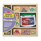 Melissa & Doug Wooden Stamp Set: Dinosaurs - 8 Stamps, 5 Colored Pencils, 2-Color Stamp Pad
