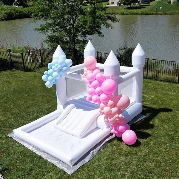 INFLATABLE WHITE BOUNCE HOUSE FOR KIDS WITH UL BLOWER-PORTABLE, LARGE BALL POOL AND JUMP SPACE 3IN1 BOUNCY CASTLES A SPACIOUS JOY-ROOM BOUNCE HOUSE FOR KIDS 3-12 (OXFORD MATERIAL-13′ L X 8′ W X 8′ H)