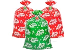 YALTOON Large Christmas Gift Bags, 3PCS 44"X 36" Jumbo Extra Large Gift Bag, XL Christmas Bags for Wrapping Oversized Giant Huge Gifts, Xmas Santa Big Holiday Gift Bags, Large Plastic Gift Bags for Presents