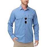 Satankud Mens Long Sleeve Fishing Shirts Sun Protection Quick Dry Cooling Hiking Shirt for Travel Safari Camping Work