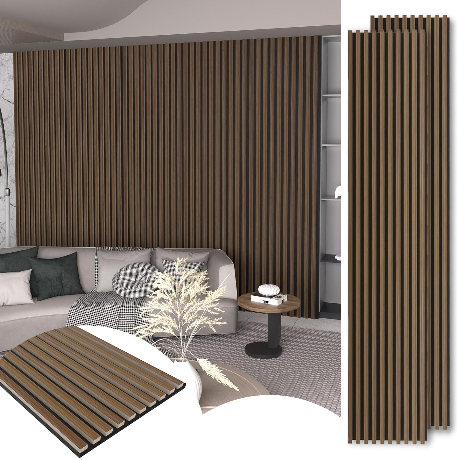 Photo 1 of ******FOR PARTS ONLY DAMAGED PIECES****** 2-Pack 108" x 12" Wooden Acoustic Wall Panels, 3D Fluted Sound Absorbing Panels for Wall and Ceiling, Natural Wood Slat Paneling for Interior Room Soundproofing – Peach Finish