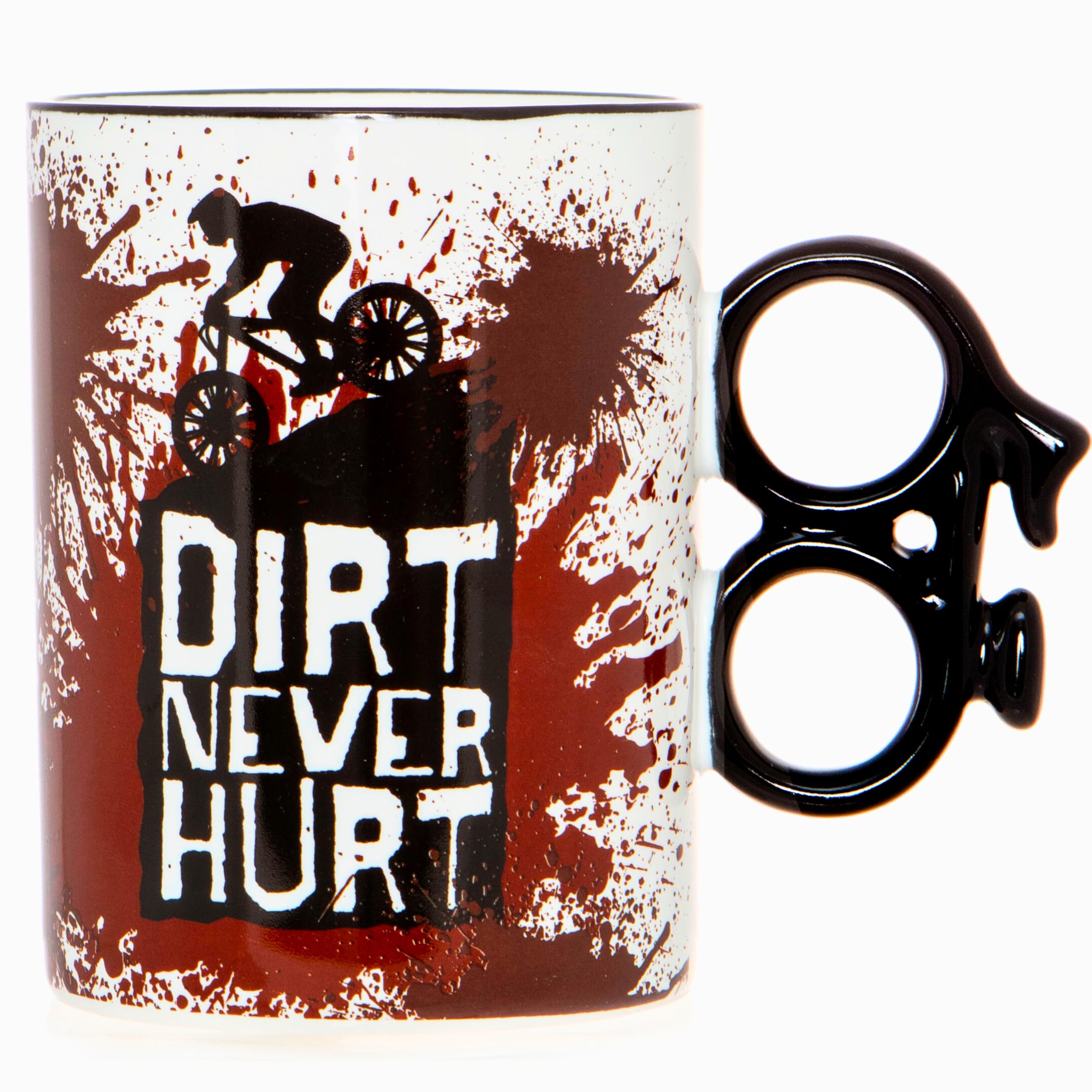 Boxer Gifts Funny Cycling Gifts for Men - Novelty Mountain Bike Mug - Dirt Never Hurt - Biking Secret Santa Gift for Him, Black