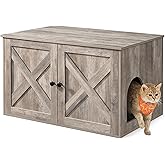 Feandrea Cat Litter Box Enclosure, Litter Box Furniture Hidden with Removable Divider, Indoor Cat House, End Table, 80 x 53 x