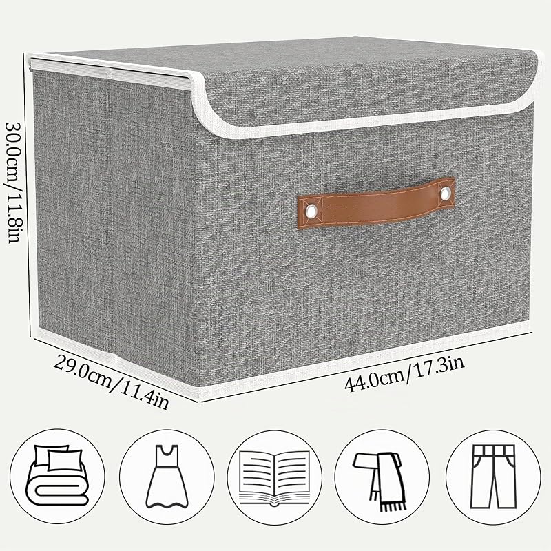 2 Piezas Caja almacenaje, Cajas Organizadoras, 44x29x30cm, Gris — foto 6 de 7