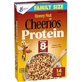Cheerios Honey Nut Protein Cereal, 8g Protein, Gluten Free, 14 oz | 8g Protein per Serving, 14g Protein with Skim Milk, Oat &amp; Pea Protein Blend, Real Honey Flavor, No Artificial Colors