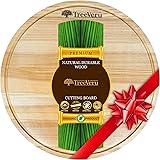 TreeVeru Natural Big Wooden Cutting Board Round 17.7” Wooden Cutting Board with Juice Groove Wood Cutting Board Large Wooden
