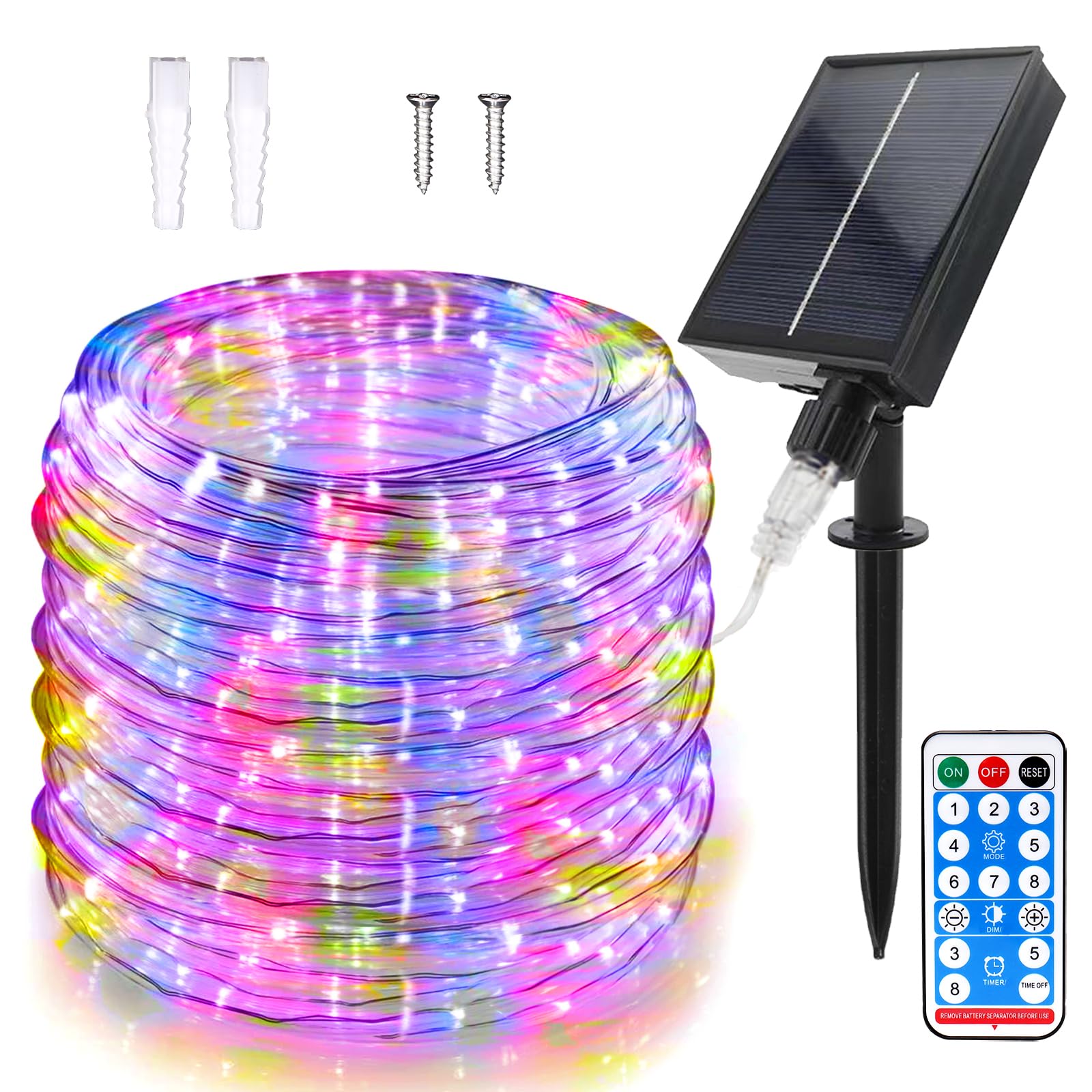 WoskjXas Solar Fairy String Lights, Solar String Rope Lights, 22M/72ft 200 LEDs 8 Modes Solar Powered Outdoor Tube Lights Waterproof with Remote for Swimming Pool Christmas Party Decorations
