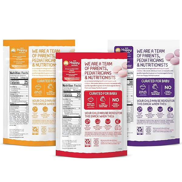 HAPPY BABY ORGANICS YOGIS FREEZE-DRIED YOGURT & FRUIT SNACKS, 3 FLAVOR VARIETY PACK, 1 OUNCE (PACK OF 3)