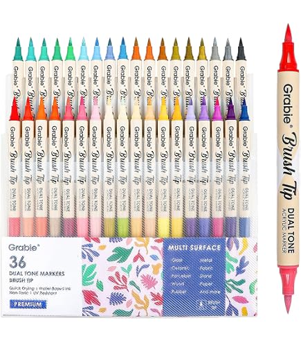 Beyonddraw Dual Tip Acrylic Paint Pens - 48 Colors Set For Wood, Rock, Glass, Canvas - Fine & Broad Tip Markers (2025 Upgrade)