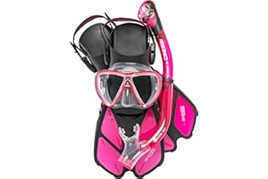 Cressi Adult Snorkel Set (Mask, Dry Snorkel, Adjustable Fins) - Light for Travel - Ocean Set: Designed in Italy