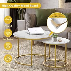 AuraBasic Nesting Table Set of 2, Round Coffee