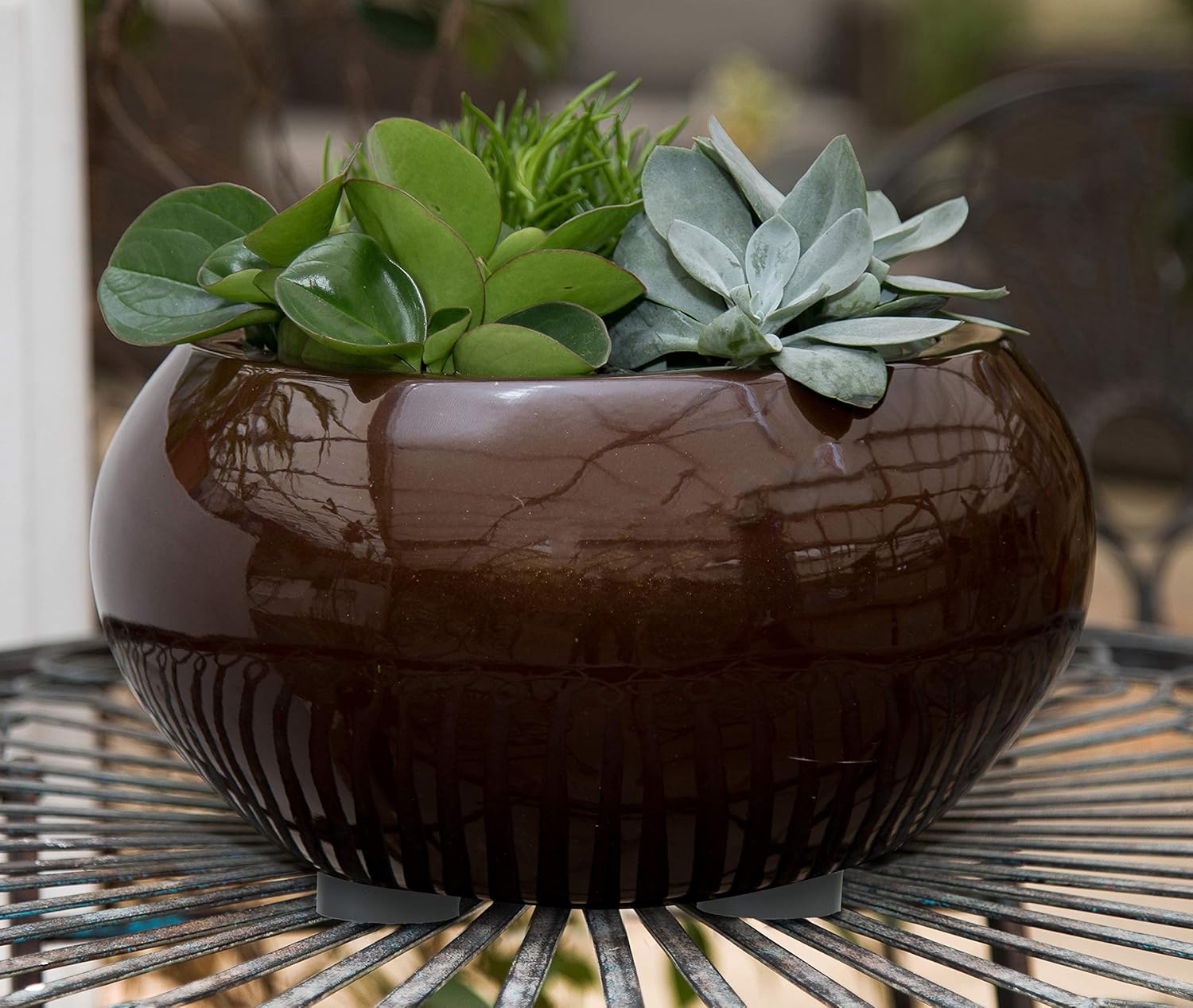 24 St. unsichtbare Blumentopffüße grau rund rutschfest Gummi knapp 50mm