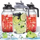 SCIDEA 3 Packs 64OZ Glass Pitcher with Lid, Wide Mouth Mason Jar Water Jug, Leak-Proof Airtight Mason Jar for Cold Brew Coffee, Iced tea, Milk, Food Storage, Sun Tea