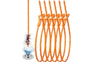 VILINLEE 25 Inch Sink Snake Drain Clog Remover Tool,6 Pack Drain Cleaner Hair Clog Remover Tool, Drain Hair Remover Plumbers Snake, Drain Cleaner Sticks, Easy and Quick Unclog Sink Drain, Kitchen, Shower, tub.