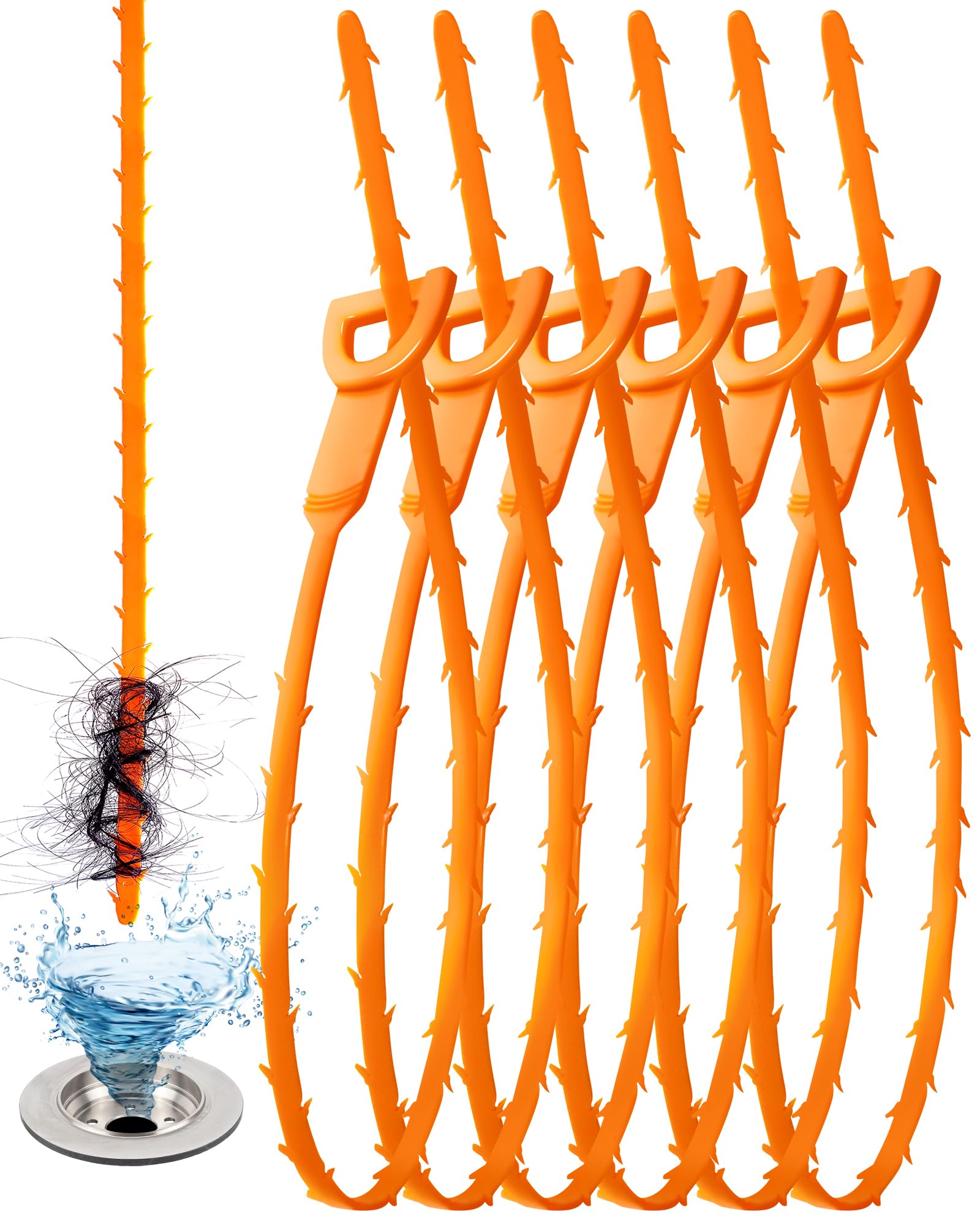 Photo 1 of 25 Inch Sink Snake Drain Clog Remover Tool,6 Pack Drain Cleaner Hair Clog Remover Tool, Drain Hair Remover Plumbers Snake, Drain Cleaner Sticks, Easy and Quick Unclog Sink Drain, Kitchen, Shower, tub.