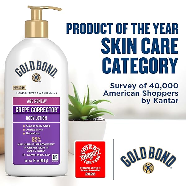 GOLD BOND AGE RENEW CREPE CORRECTOR BODY & FACE LOTION, REPLENISHING & SMOOTHING FORMULA, 14 OZ., PACKAGING MAY VARY