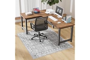 KEYDOL Modern Grey 50" x 60" Hard floor Chair Mats, Machine Wash Computer Chair Mat for Hardwood,Easy Glide Rolling Chairs Mat for Office & Home,Anti-Slip Floor Protector for Tile Floors,Foldable Office Mats