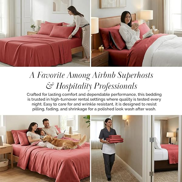 SOUTHSHORE FINE LIVING, INC. 6 PIECE 21 INCH TERRACOTTA SHEETS QUEEN SIZE BED SET, EXTRA DEEP POCKET QUEEN SHEETS SET FOR THICK MATTRESS, SOFT EASY CARE MICROFIBER, PET HAIR RESISTANT BEDDING, MARSALA