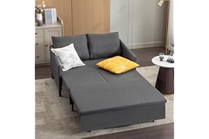 XSPRACER 3-in-1 Convertible Sleeper Loveseat Sofa Couch with Pullout Bed and Storage for Living Room, Bedroom, Balcony, RV, Dark Gray