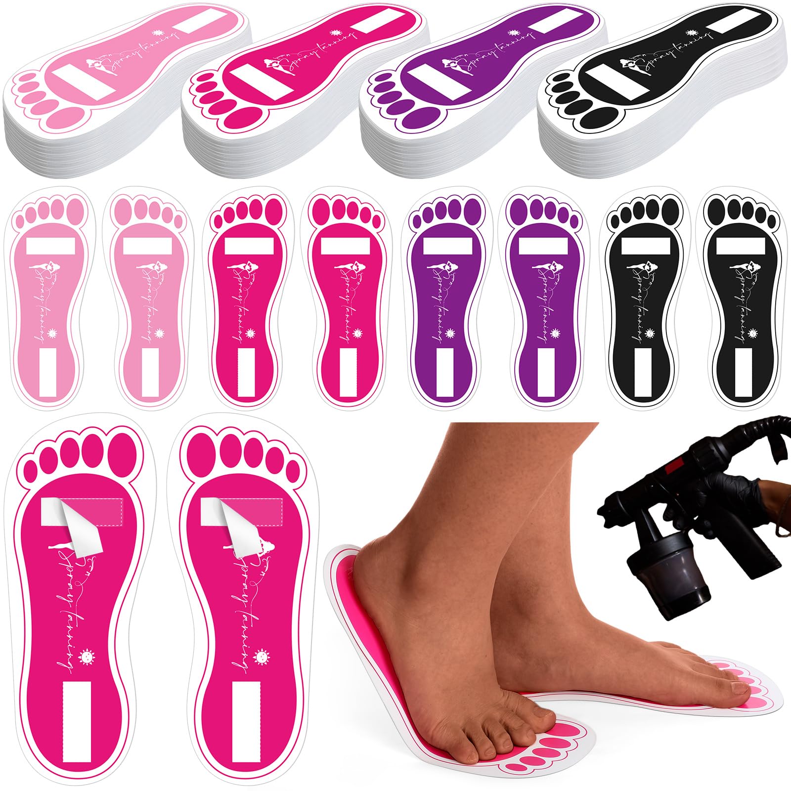 Photo 1 of Suhine 120 Pairs (240 Feets) Disposable Spray Tanning Feet Pads Bulk Sticky Feet Pads Spray Tan Accessories for Sunless Tanning Hygienic Foot Protectors Salons Spas or Home