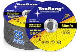 YONBANG Cut Off Wheels 3 inch 25 Pack Metal and Stainless Steel Angle Grinder Cutting Disc 3"x1/16"x3/8" Ultra Thin for Agressive Metal Cutting
