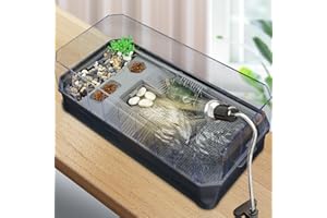 Binano 18.2''×9.1''×7.8'' Turtle Aquarium Turtle Tank kit includes Accessories with Water Filter High Anti-Escape Fence and Large Space, Turtles can be Given a Shower, Habitat for Terrapin Turtles