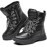 Rominz Womens Winter Snow Boots with Zipper Warm Fur Lined Mid Calf Ankle Booties for Women Comfortable Outdoor Anti Slip Boots