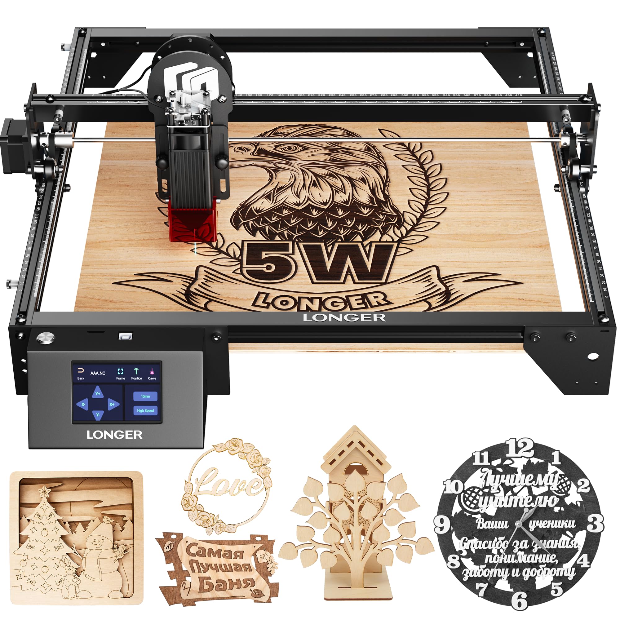 Photo 1 of LONGER Laser Engraver Ray5 5W Higher Accuracy DIY Laser Engraving Machine with 3.5" Touch Screen,Offline Usage Laser Cutter,400x400mm,0.08mm Laser Spot, CNC Laser Cutter for Wood Metal Acrylic Glass