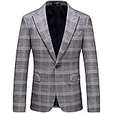 Mens Plaid Blazer Sports Coat Casual Slim Fit Checkered Blazer for Men Wedding