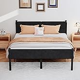 Henshwon Metal Bed Frame,14Inch Full Size Bed Frame with Storage Space,Heavy Duty Sturdy Mattress Foundation,Easy Assembly,No Box Spring Needed,Black Full